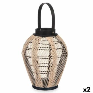 kynttilanjalka-?ibintas-kahvalla-beige-puu-kangas-25-x-30-x-25-cm-2-kpl