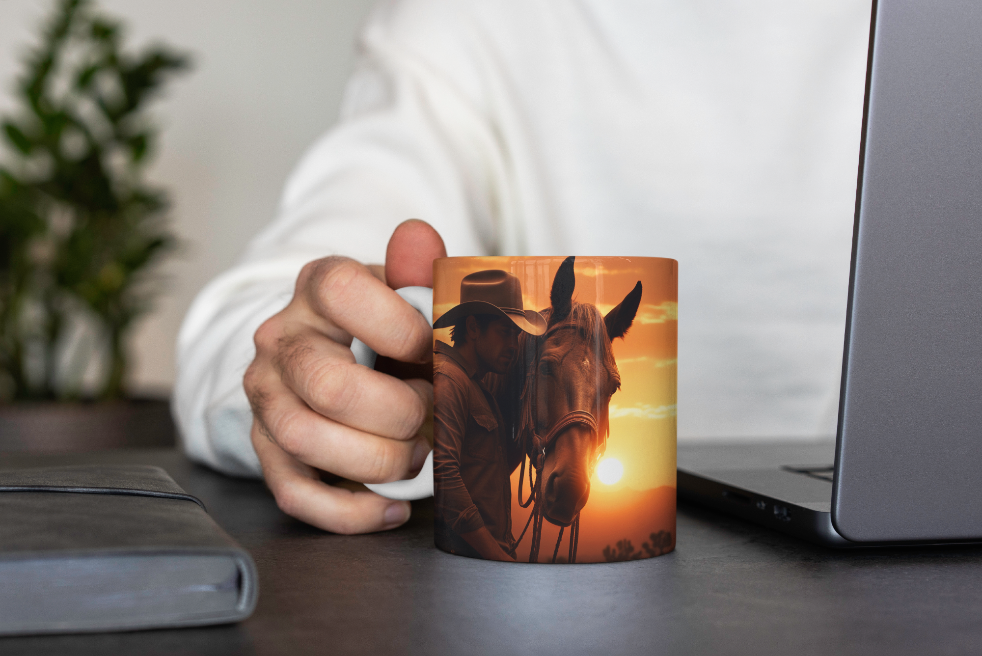 auringonlaskun-ratsastaja-premium-laatua-oleva-muki