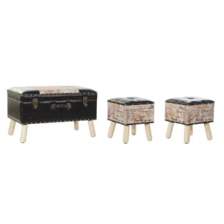 jakkara-dkd-home-decor-ruskea-musta-punainen-beige-puu-70-x-40-x-44-cm-3-kpl
